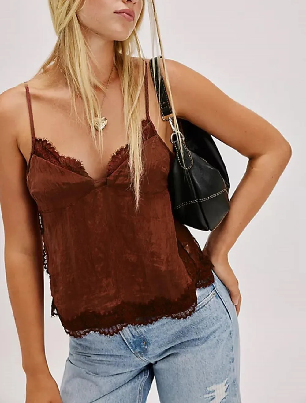 Women Y2k V Neck Lace Trim Tank Top Sheer Mesh Backless Crop Cami Tops Spaghetti Strap Tie Up Camisole Streetwear
