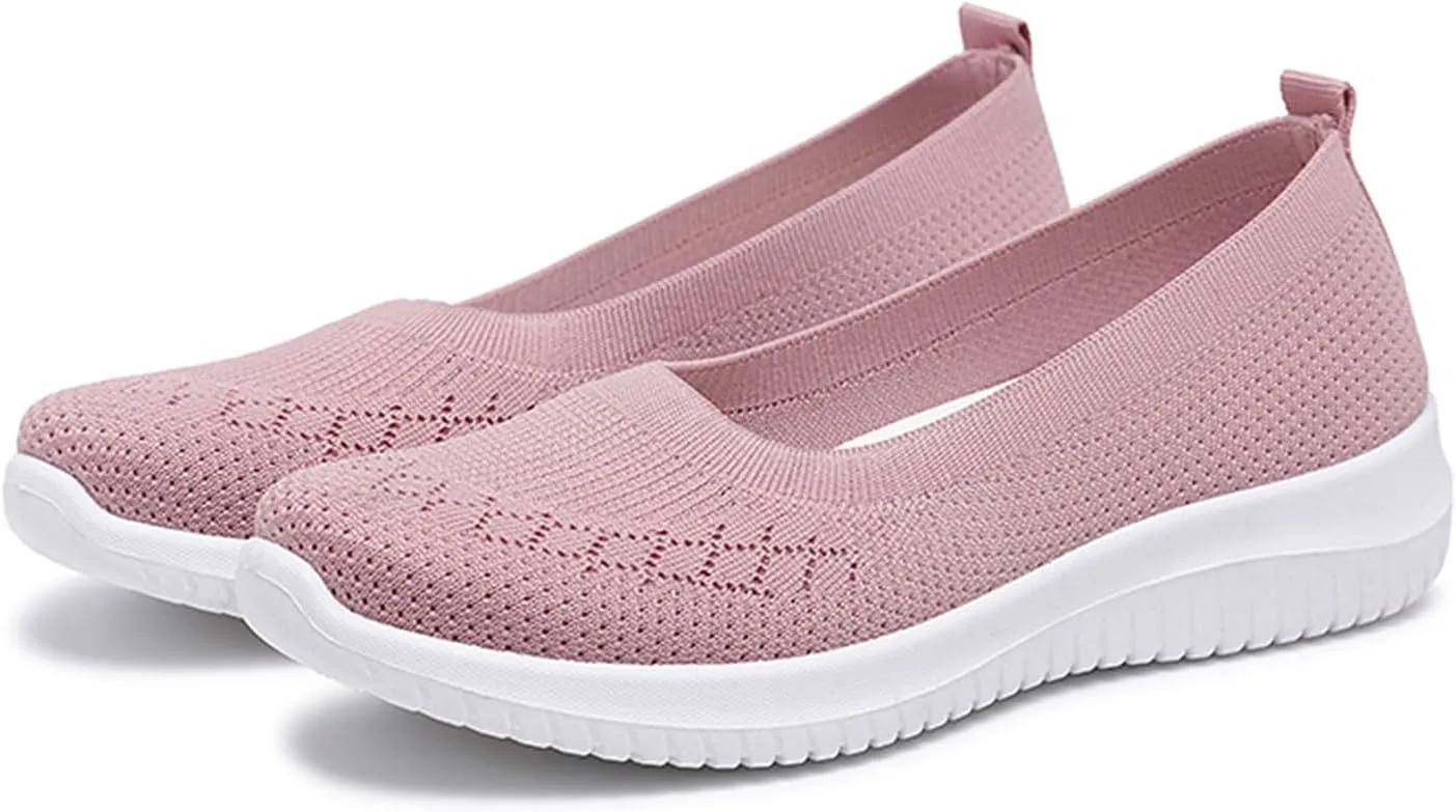 Women's Athletic Shoes with Arch Support Casual Slip on Walking Shoe Fashion Lightweight Woven Orthopedic Breathable Shoes Comfortable Walking Sneakers