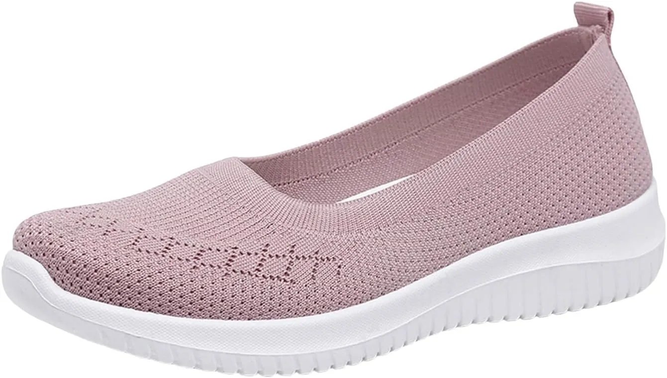Women's Athletic Shoes with Arch Support Casual Slip on Walking Shoe Fashion Lightweight Woven Orthopedic Breathable Shoes Comfortable Walking Sneakers