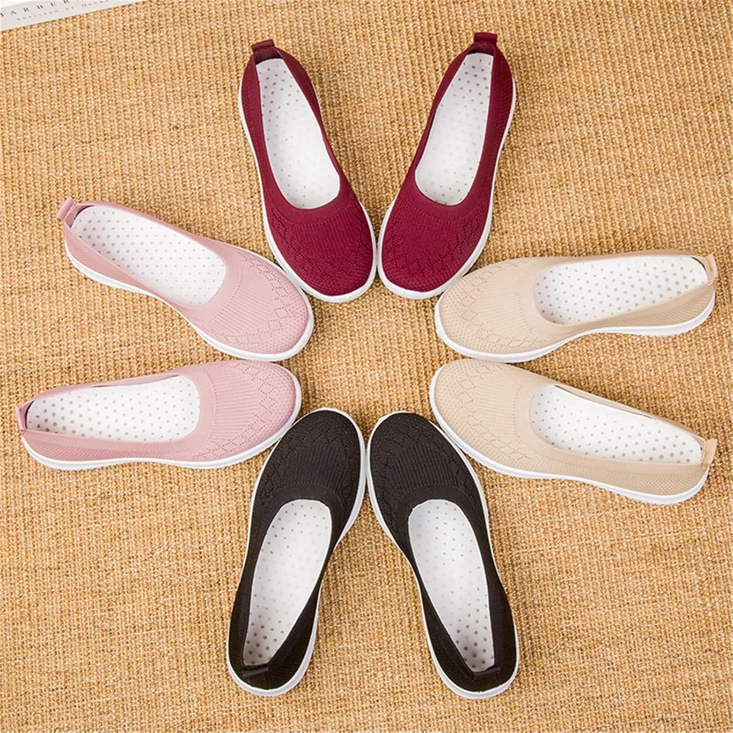 Women's Athletic Shoes with Arch Support Casual Slip on Walking Shoe Fashion Lightweight Woven Orthopedic Breathable Shoes Comfortable Walking Sneakers