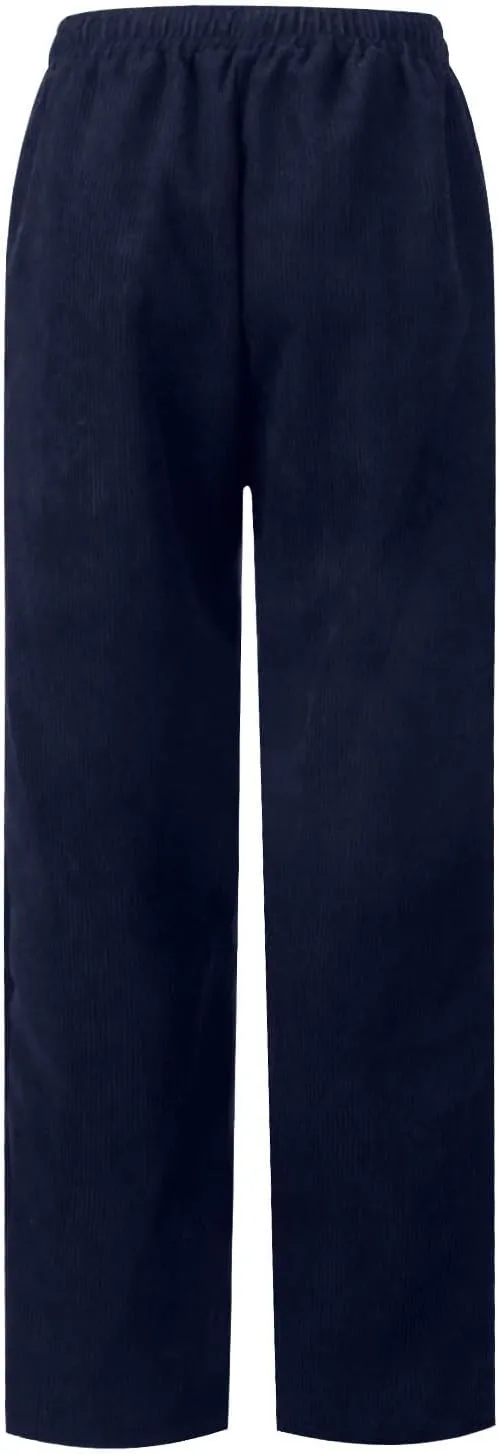 Womens Corduroy Pants Straight Leg Trouser Pants Elastic Waist Relaxed Fit Comfy Casual Work Pants with Pockets