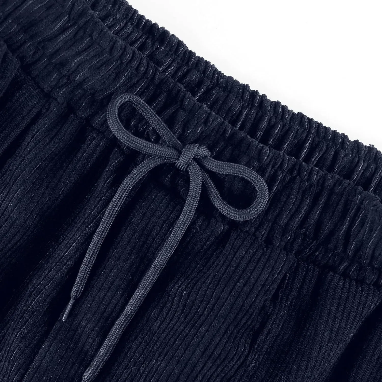 Womens Corduroy Pants Straight Leg Trouser Pants Elastic Waist Relaxed Fit Comfy Casual Work Pants with Pockets