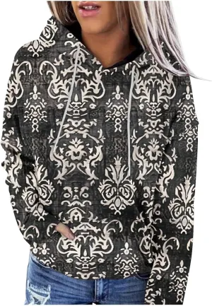 Women's Fall Casual Oversized Hoodies Trendy Long Sleeve Sweatshirts Graphic Print Pullover Lightweight Tops