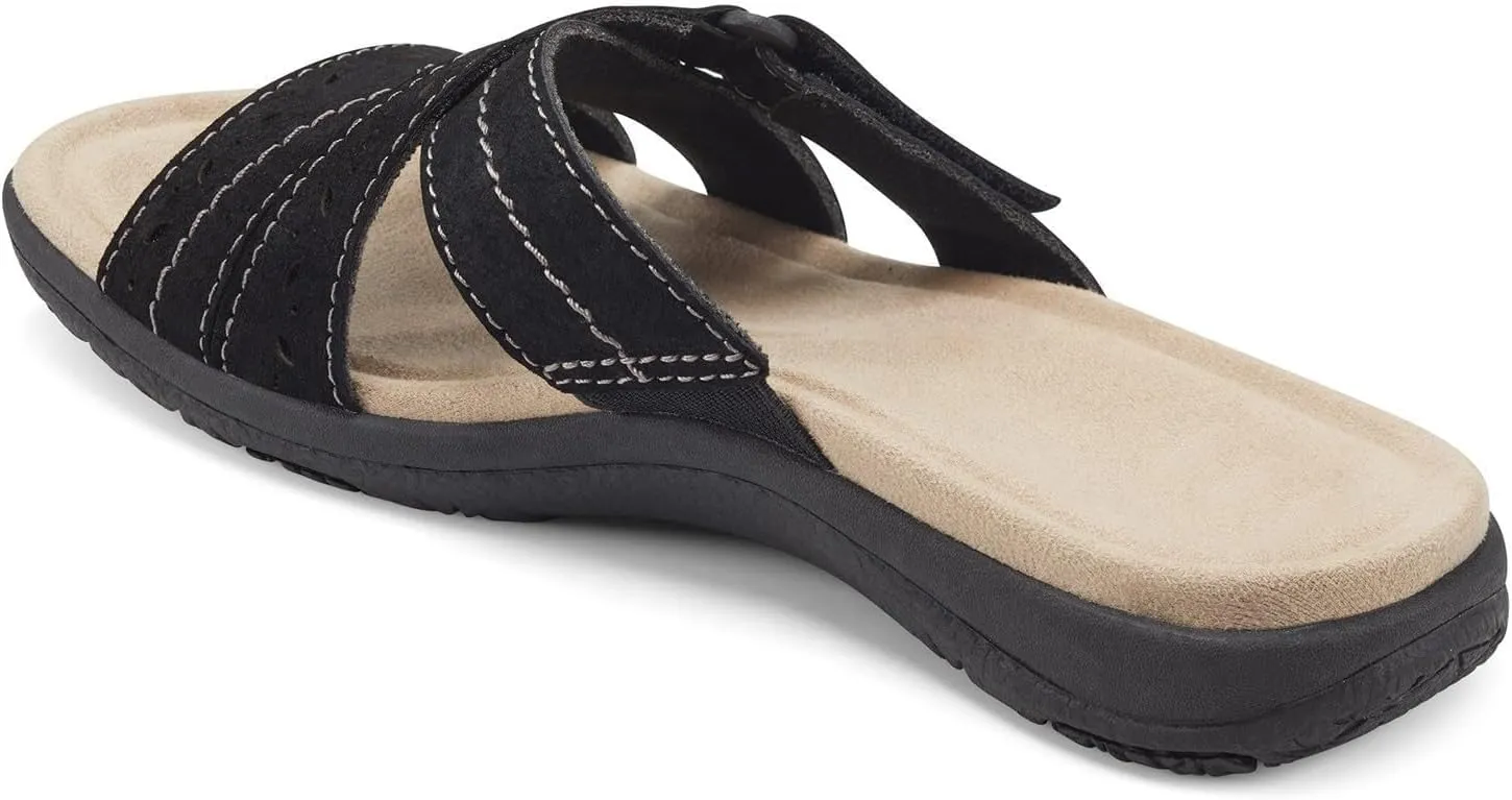 Womens Flat Sandals Comfort Plantar Fasciitis Soft Cushion Slippers With Adjustable Straps Breathable Slip on Comfortable Walking Shoe Summer Arch Support Orthopedic Sandals
