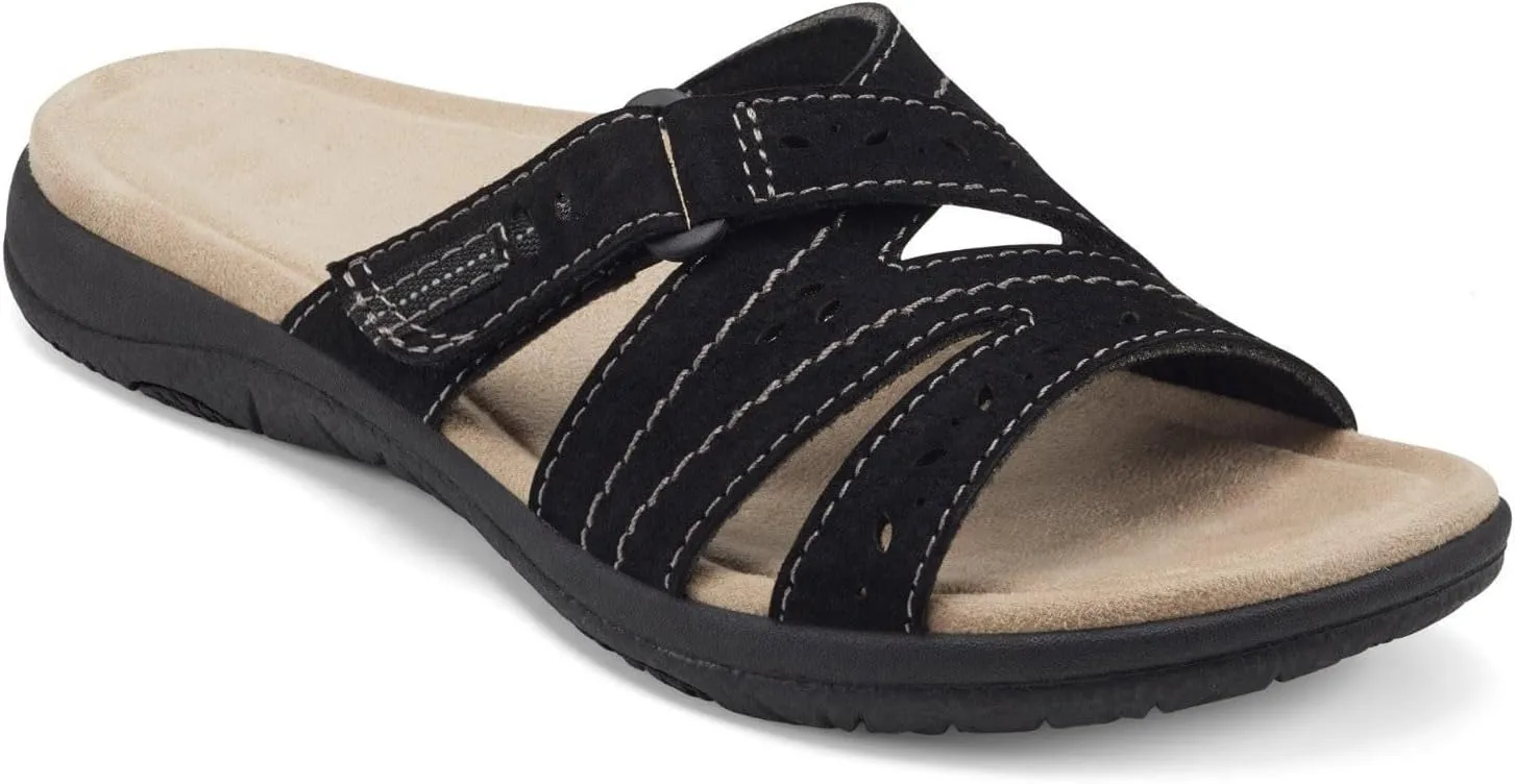 Womens Flat Sandals Comfort Plantar Fasciitis Soft Cushion Slippers With Adjustable Straps Breathable Slip on Comfortable Walking Shoe Summer Arch Support Orthopedic Sandals