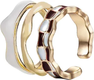 Womens Gold Red And White Checkerboard Statement Plaid Thumb Rings with Open Knuckle Adjustable Dainty Stackable Finger Rings Set
