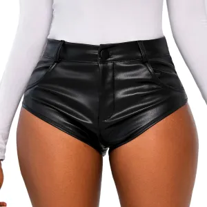 Women's Gothic Shorts Punk Dance Sexy Black Irregular Short Pants High Waist Slim Bodycon Bandage Shorts