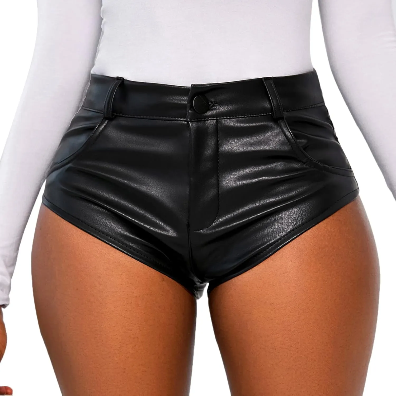Women's Gothic Shorts Punk Dance Sexy Black Irregular Short Pants High Waist Slim Bodycon Bandage Shorts