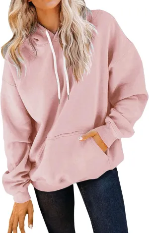 Womens Gradient Print Oversized Sweatshirt Drawstring Pullover with Pocket Trendy Sweater Tops Fashion Clothes