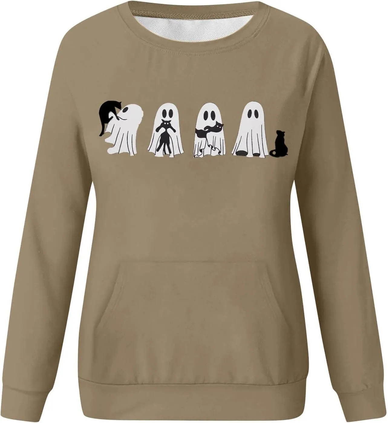 Womens Halooween Sweatshirt Regular Fit Cute Graphic Long Sleeve Crewneck Pullover Tunics Casual Fall Lightweight Top