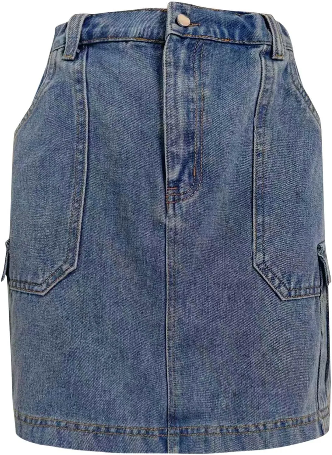 Women's High Waisted Cargo Mini Skirts Pocket Denim Skirt Pencil Skirt Stretchy Casual Skirt Pocket Skirt Short