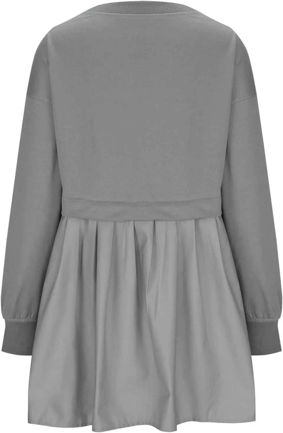 Womens Mini Sweatshirt Dress Oversized Patchwork Color Block Pleated Dresses Long Sleeve Crewneck Pullover Tops