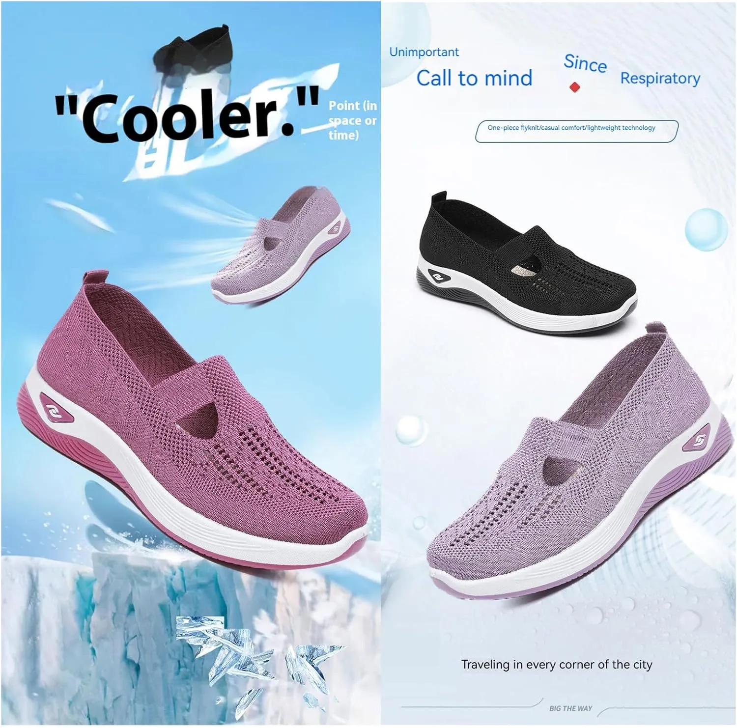 Women's Orthopedic Slip-On Sneakers Breathable Woven Diabetic Shoes with Arch Support,Soft Foam Cushion Hands-Free Design for Walking Comfort