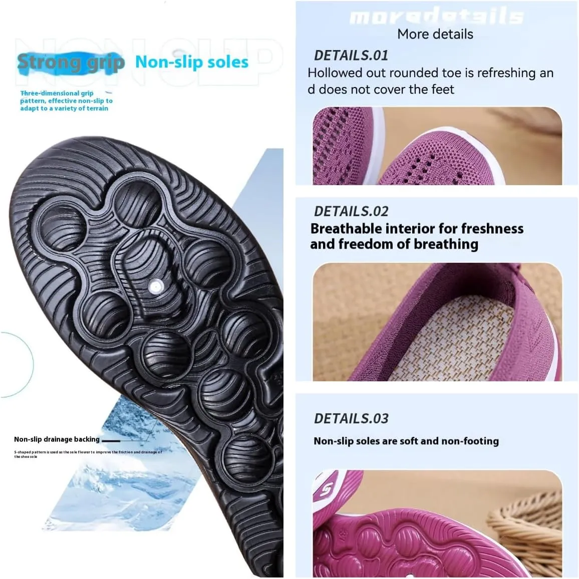 Women's Orthopedic Slip-On Sneakers Breathable Woven Diabetic Shoes with Arch Support,Soft Foam Cushion Hands-Free Design for Walking Comfort
