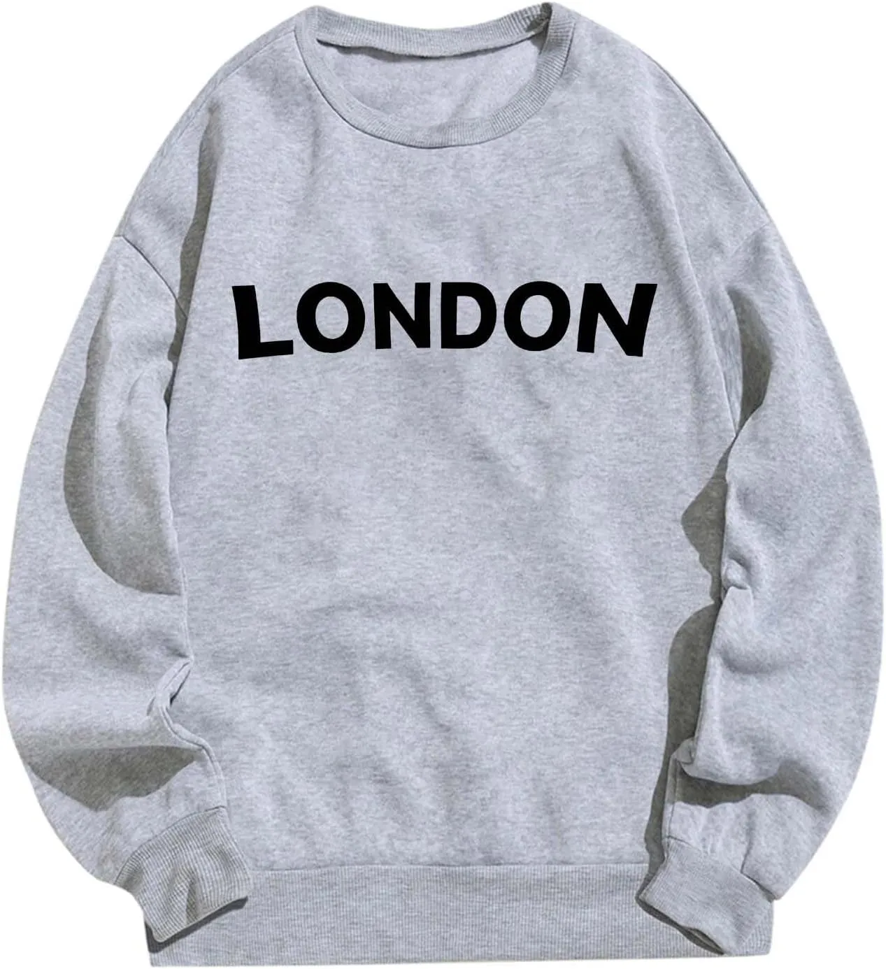 Womens Oversized Crewneck Sweatshirts London Print Crewneck Long Sleeve Pullover Loose Fit Tops Fleece Pullover Fashion 2024