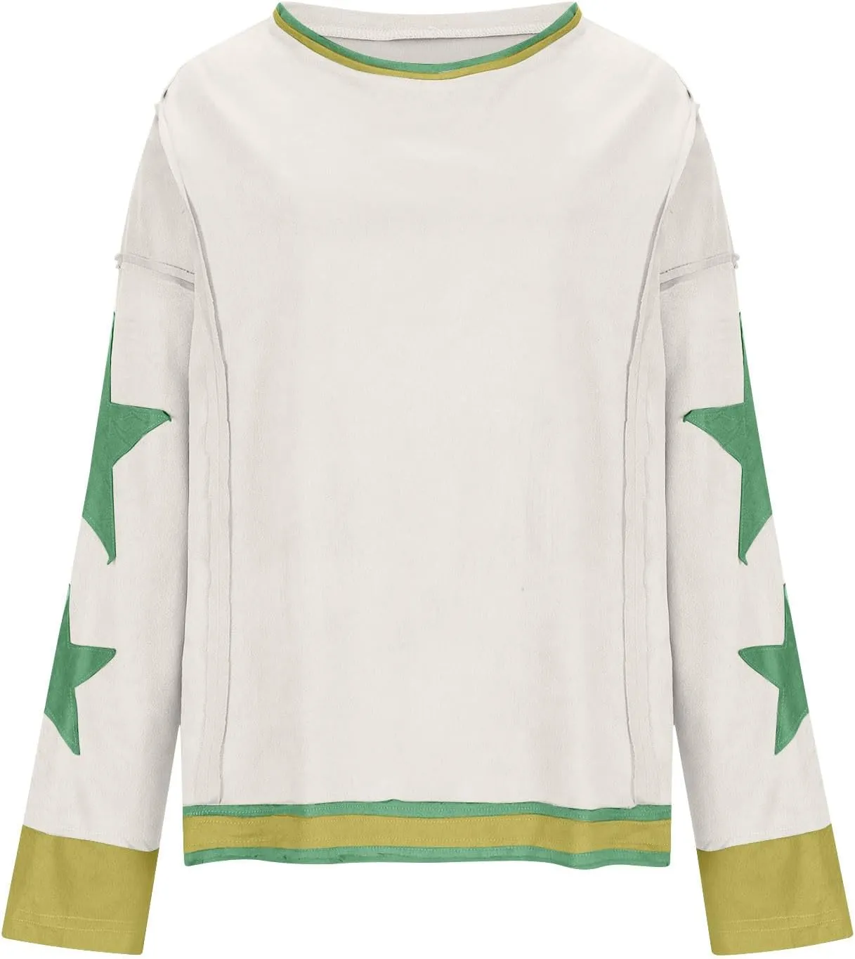 Womens Oversized Sweatshirts Fashion Y2k Tops Casual Crewneck Patchwork Pattern Pullover Shirt 2024 Streetwear