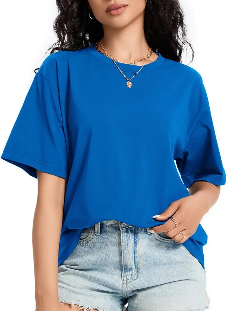Womens Oversized T Shirts Crewneck Short Sleeve Summer Tops Casual Blouse Basic Tee Trendy Outfits 2025