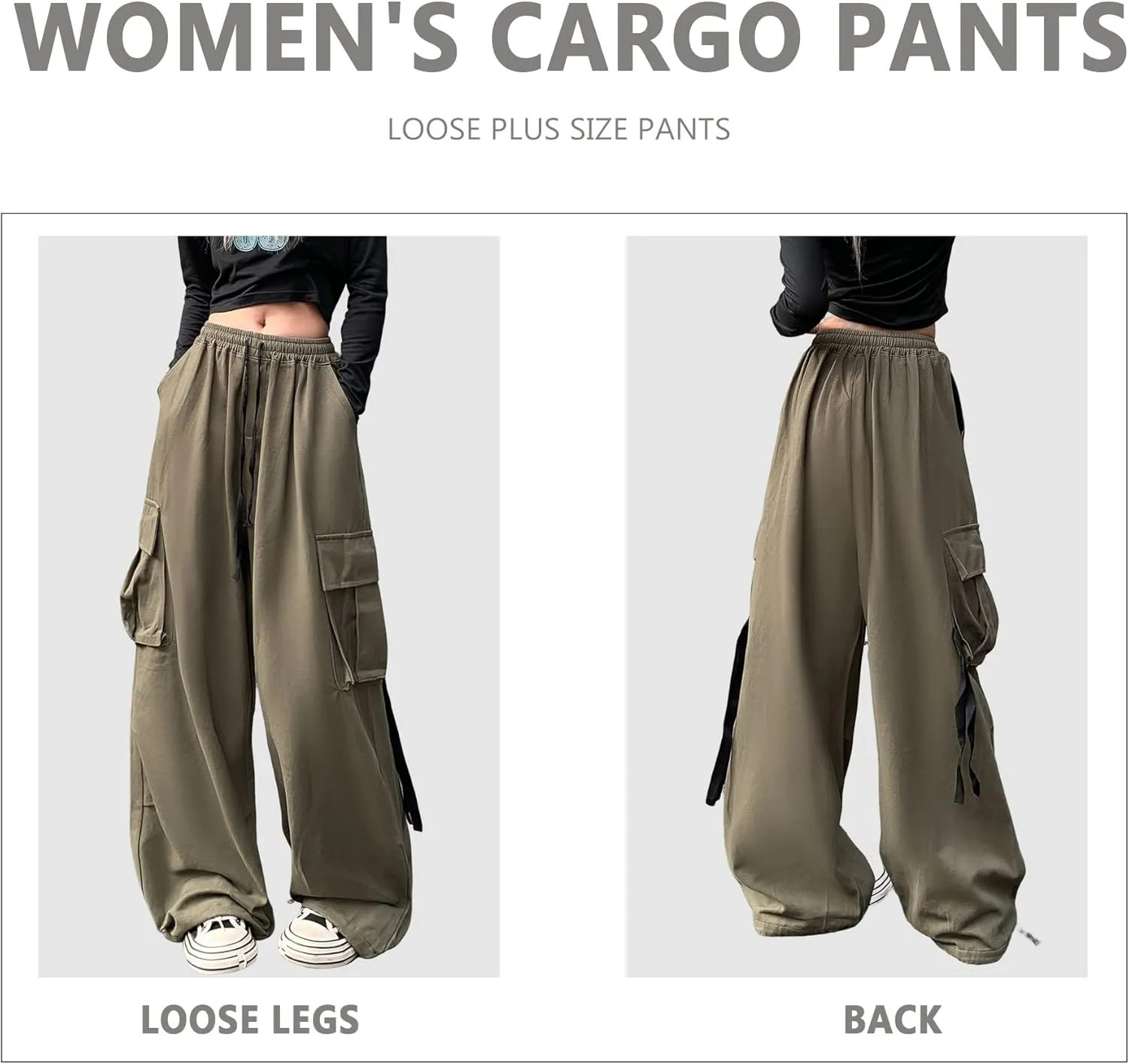 Women's Pants Y2k Cargo Gothic Baggy High Waisted Trousers Harajuku Streetwear Parachute Pants for Men
