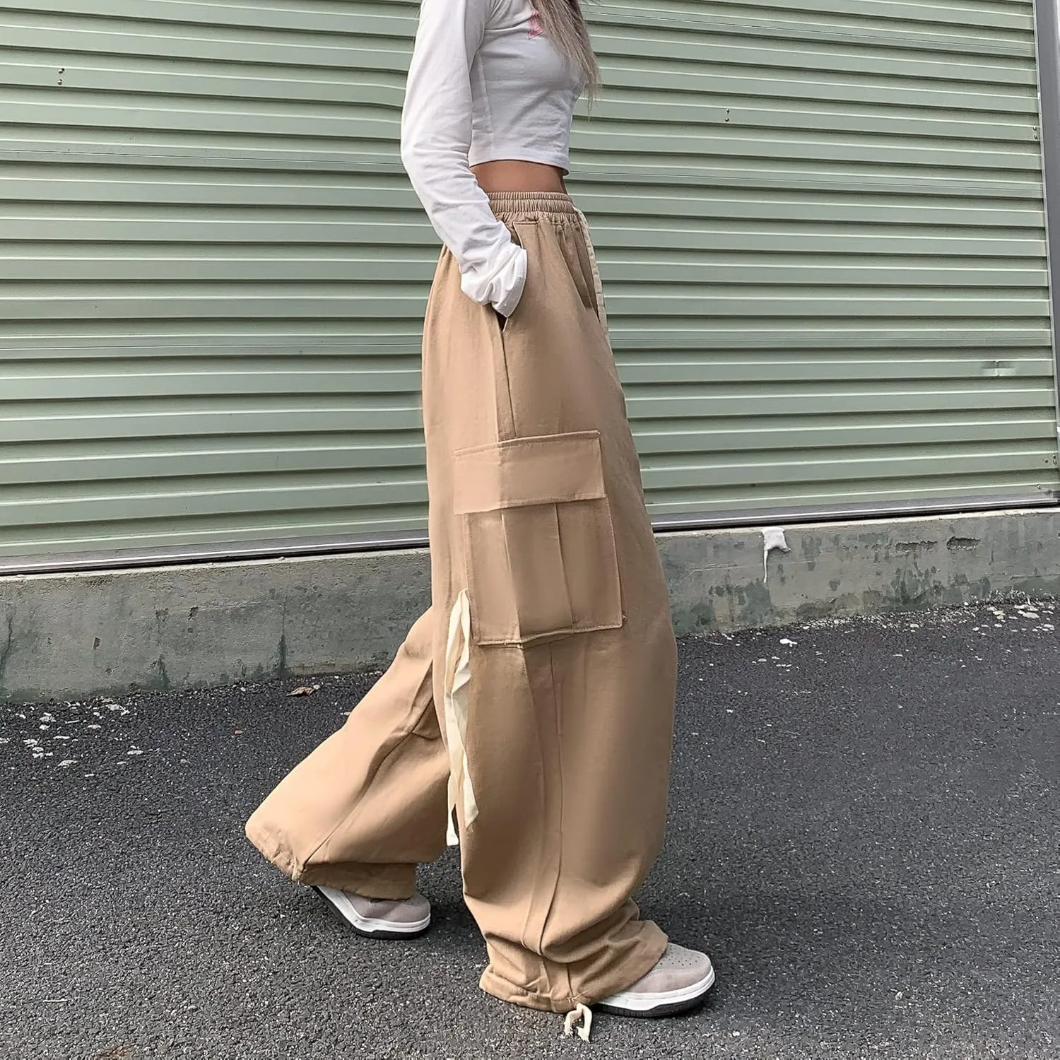 Women's Pants Y2k Cargo Gothic Baggy High Waisted Trousers Harajuku Streetwear Parachute Pants for Men