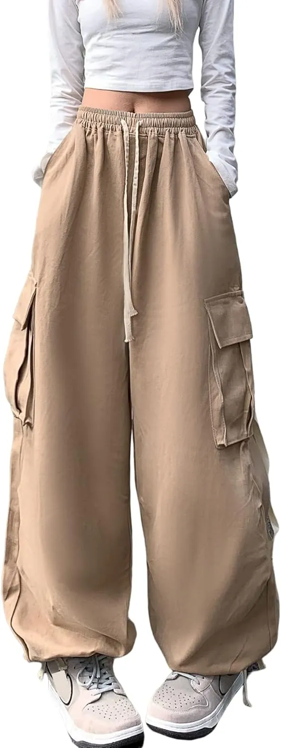 Women's Pants Y2k Cargo Gothic Baggy High Waisted Trousers Harajuku Streetwear Parachute Pants for Men