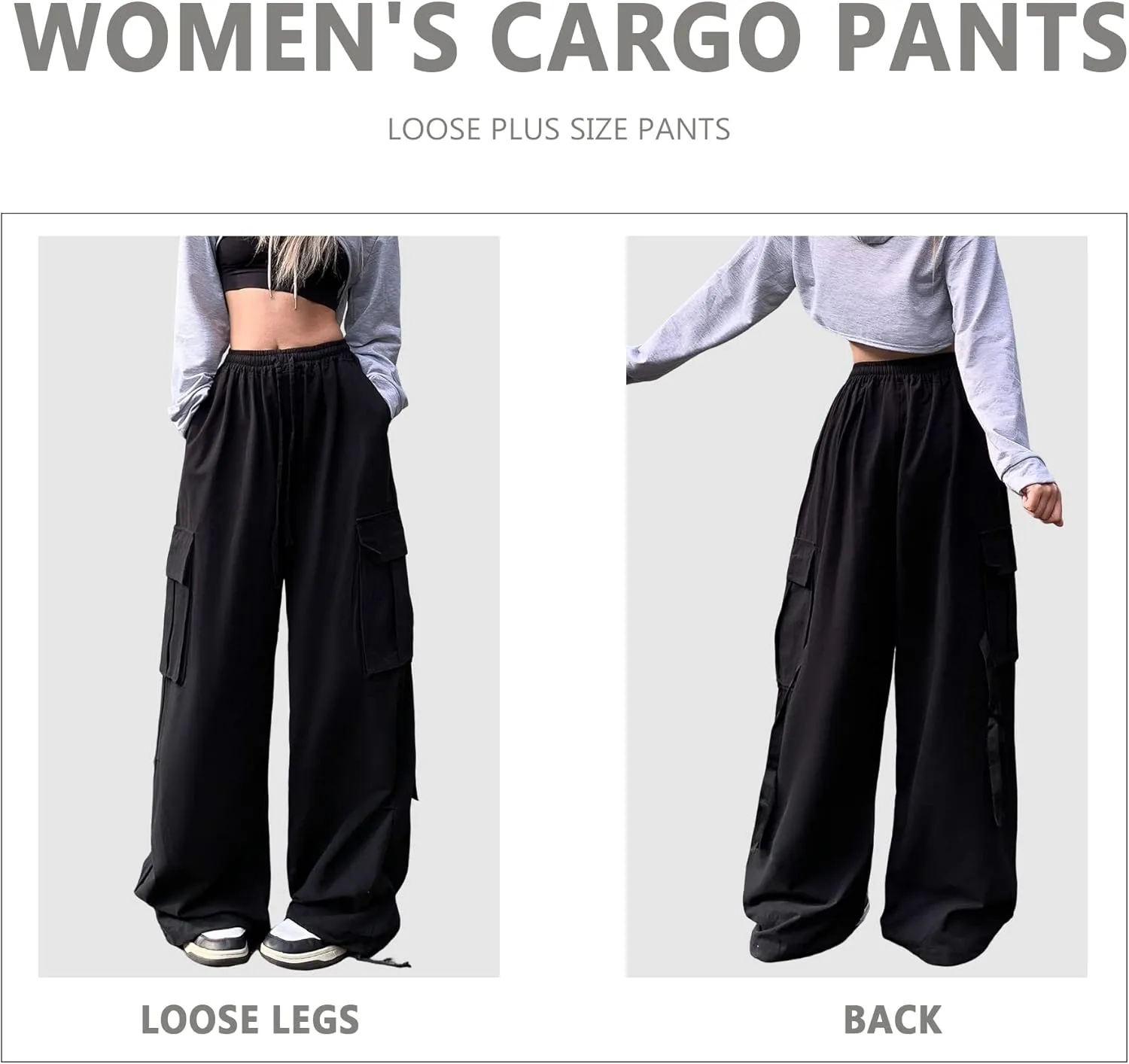 Women's Pants Y2k Cargo Gothic Baggy High Waisted Trousers Harajuku Streetwear Parachute Pants for Men