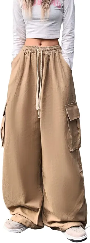 Women's Pants Y2k Cargo Gothic Baggy High Waisted Trousers Harajuku Streetwear Parachute Pants for Men