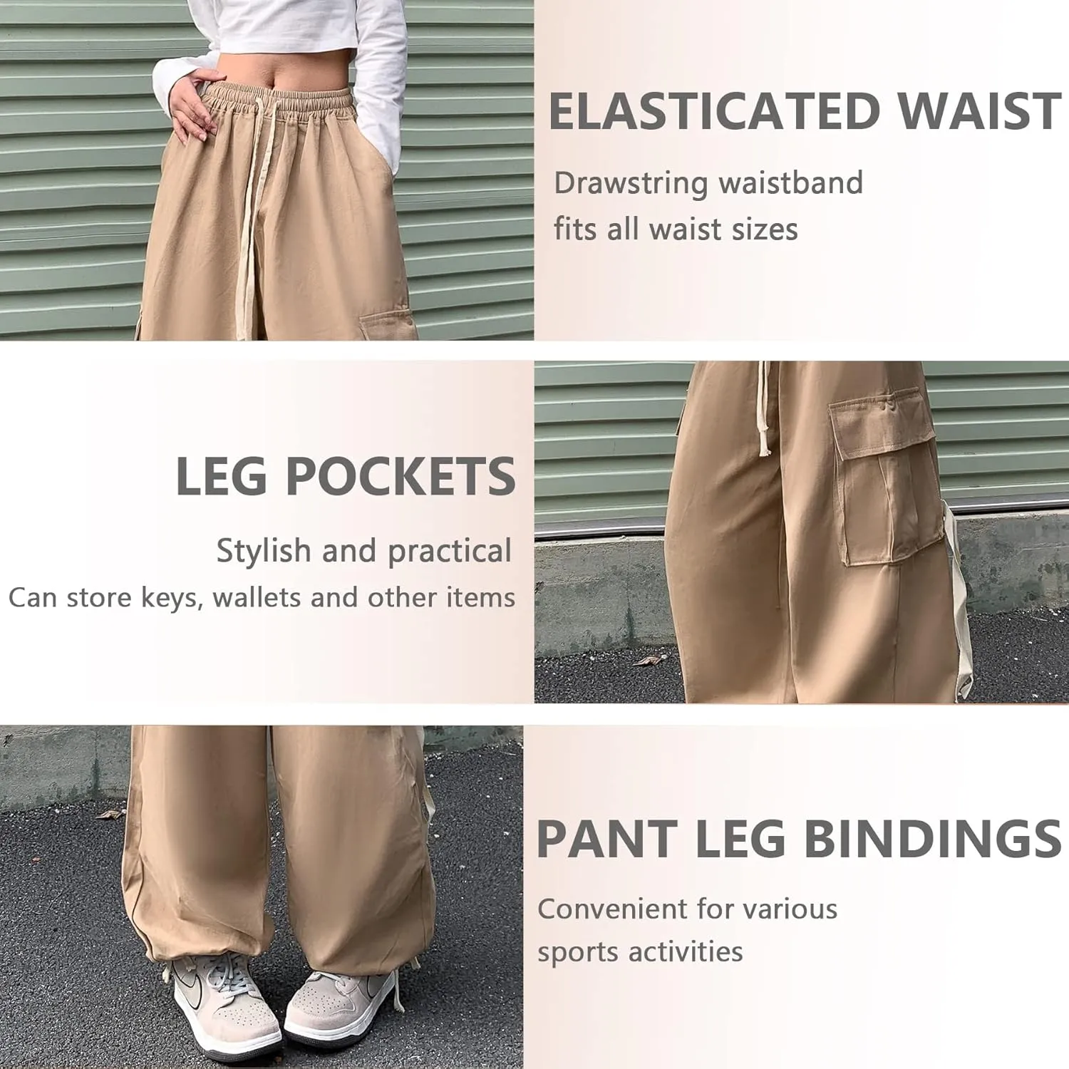 Women's Pants Y2k Cargo Gothic Baggy High Waisted Trousers Harajuku Streetwear Parachute Pants for Men