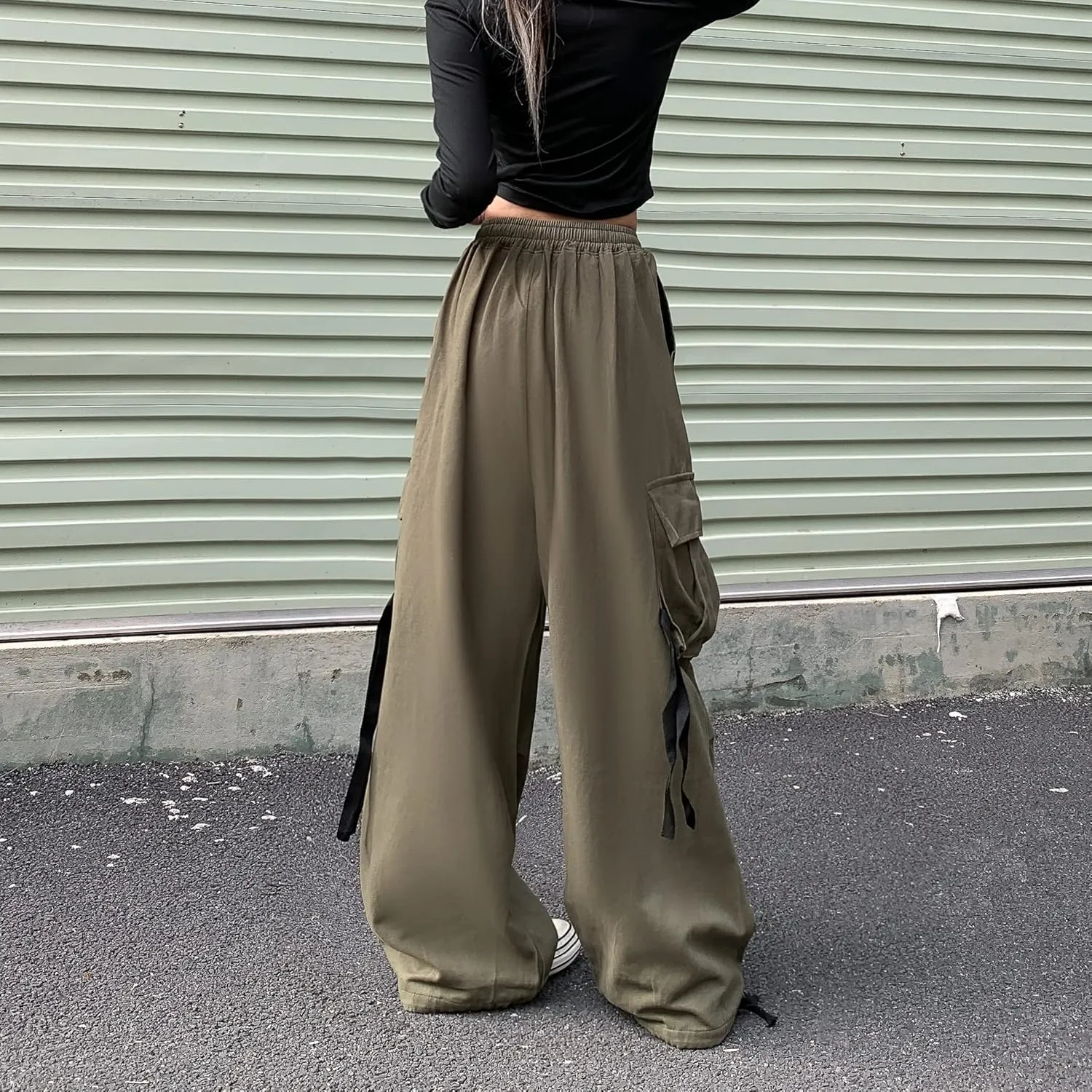 Women's Pants Y2k Cargo Gothic Baggy High Waisted Trousers Harajuku Streetwear Parachute Pants for Men