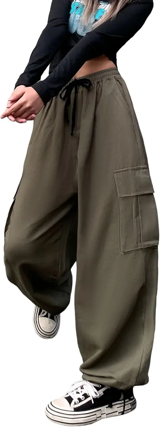 Women's Pants Y2k Cargo Gothic Baggy High Waisted Trousers Harajuku Streetwear Parachute Pants for Men
