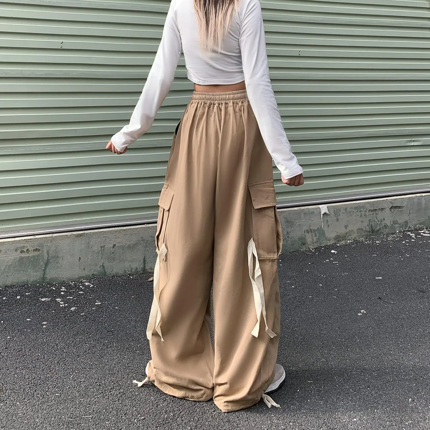 Women's Pants Y2k Cargo Gothic Baggy High Waisted Trousers Harajuku Streetwear Parachute Pants for Men