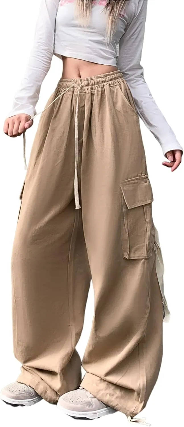 Women's Pants Y2k Cargo Gothic Baggy High Waisted Trousers Harajuku Streetwear Parachute Pants for Men