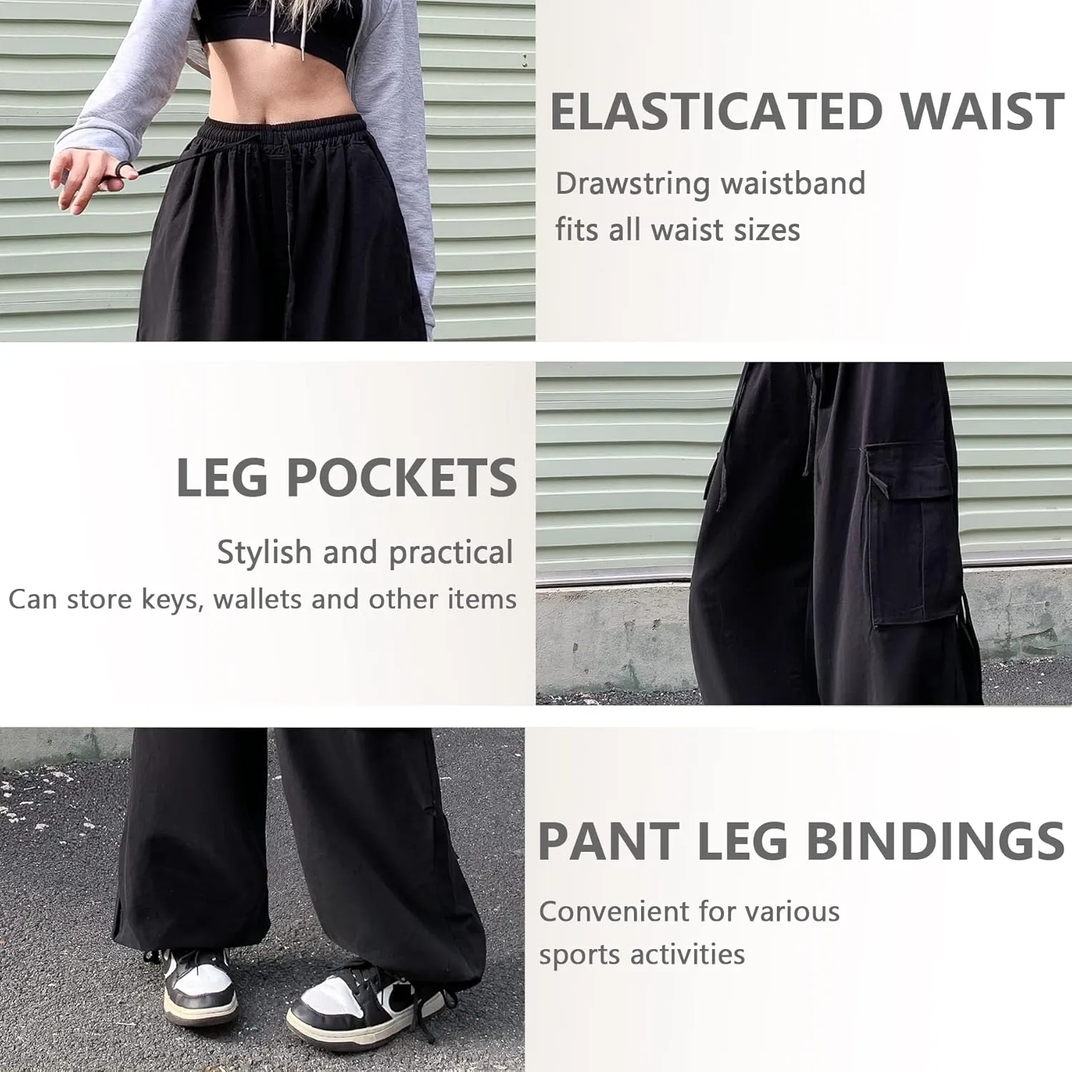 Women's Pants Y2k Cargo Gothic Baggy High Waisted Trousers Harajuku Streetwear Parachute Pants for Men
