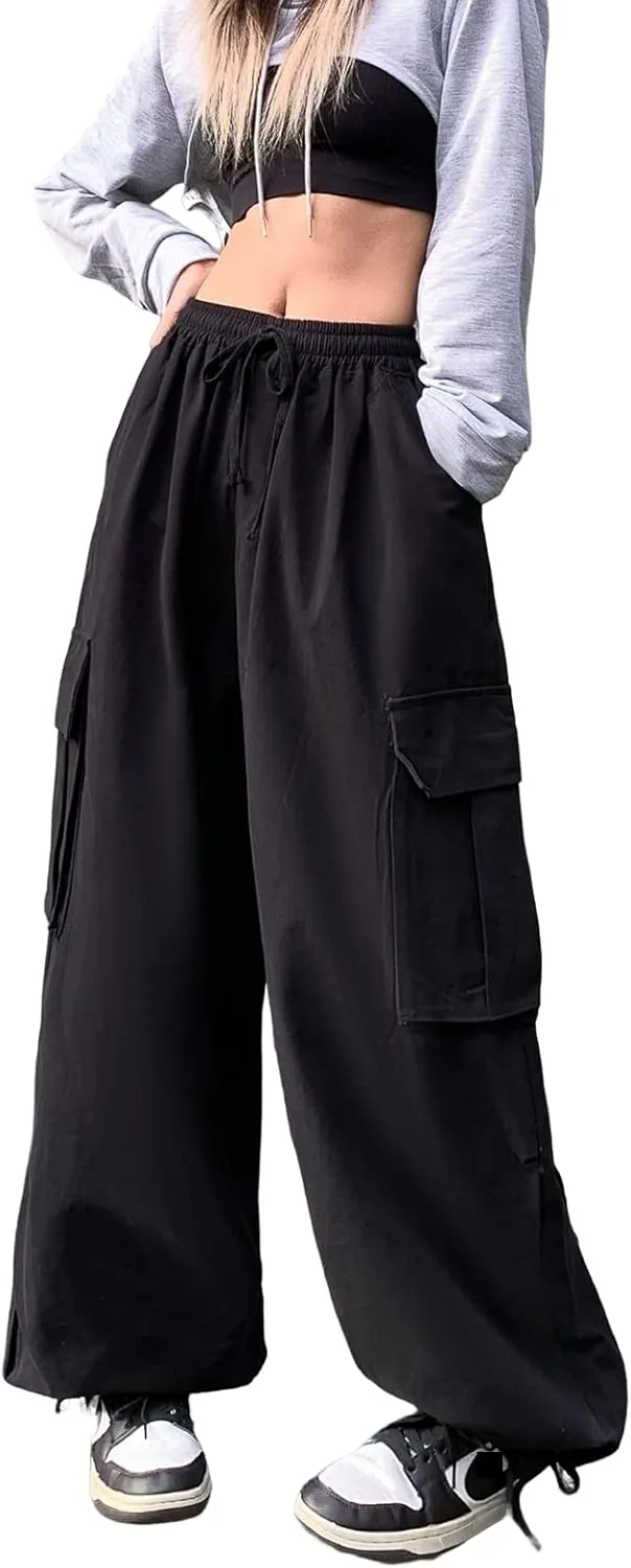 Women's Pants Y2k Cargo Gothic Baggy High Waisted Trousers Harajuku Streetwear Parachute Pants for Men