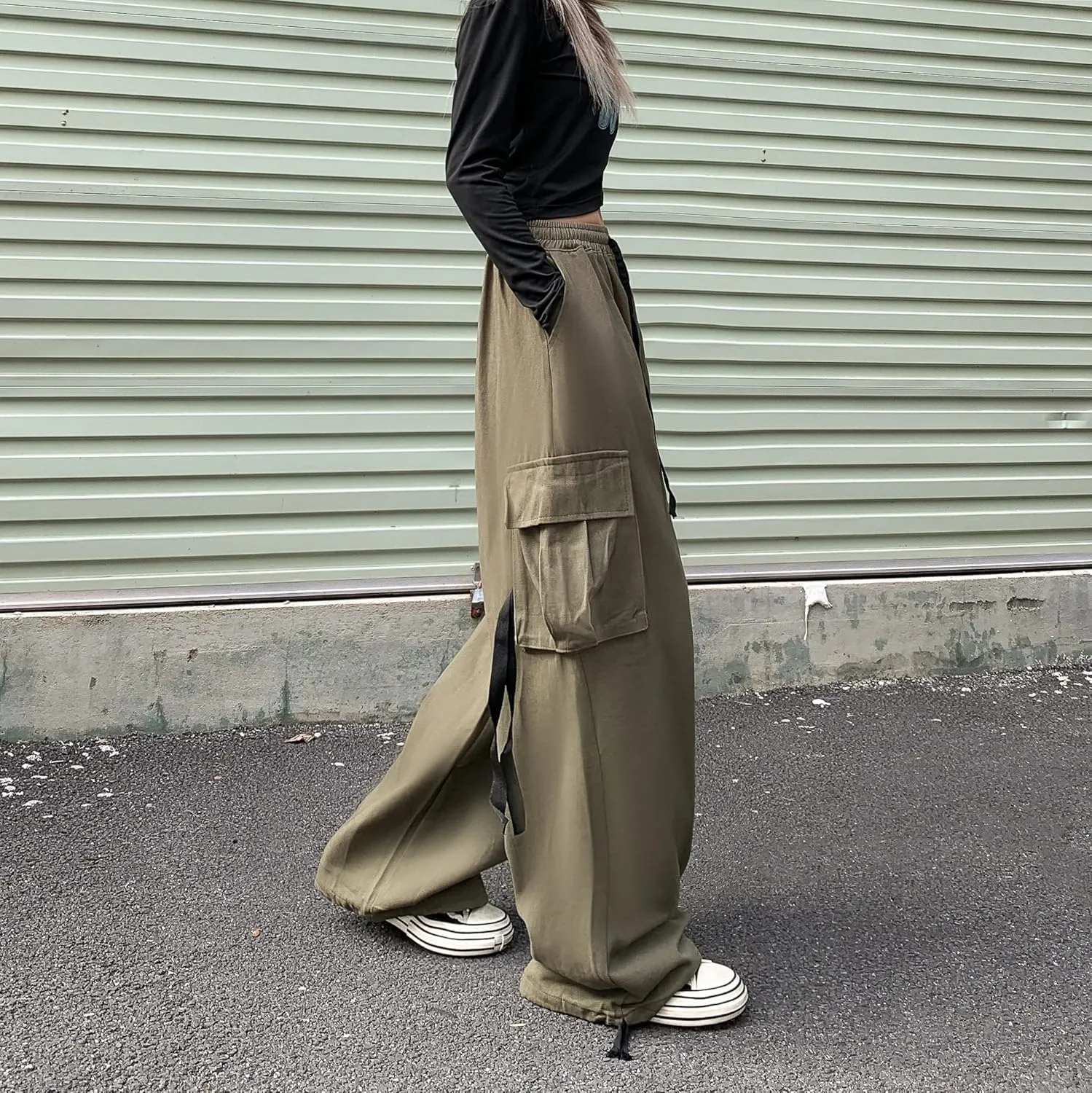 Women's Pants Y2k Cargo Gothic Baggy High Waisted Trousers Harajuku Streetwear Parachute Pants for Men