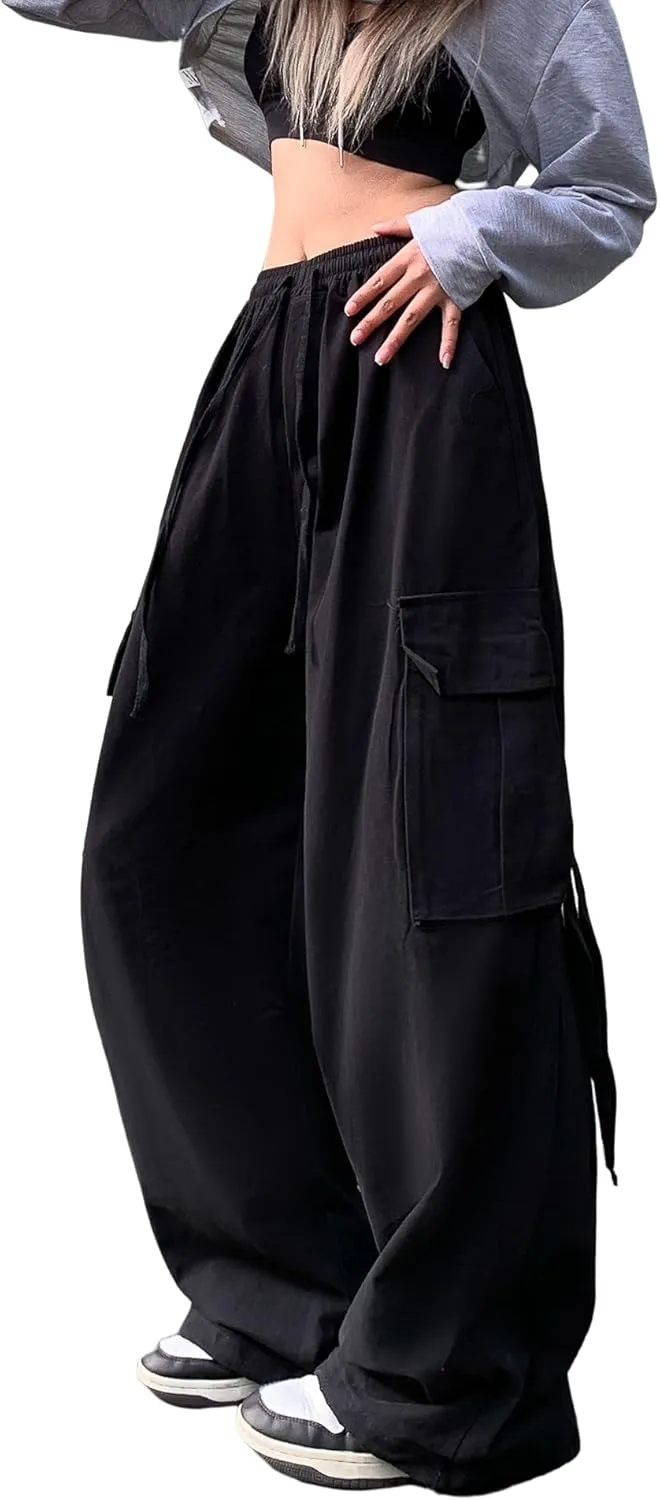 Women's Pants Y2k Cargo Gothic Baggy High Waisted Trousers Harajuku Streetwear Parachute Pants for Men
