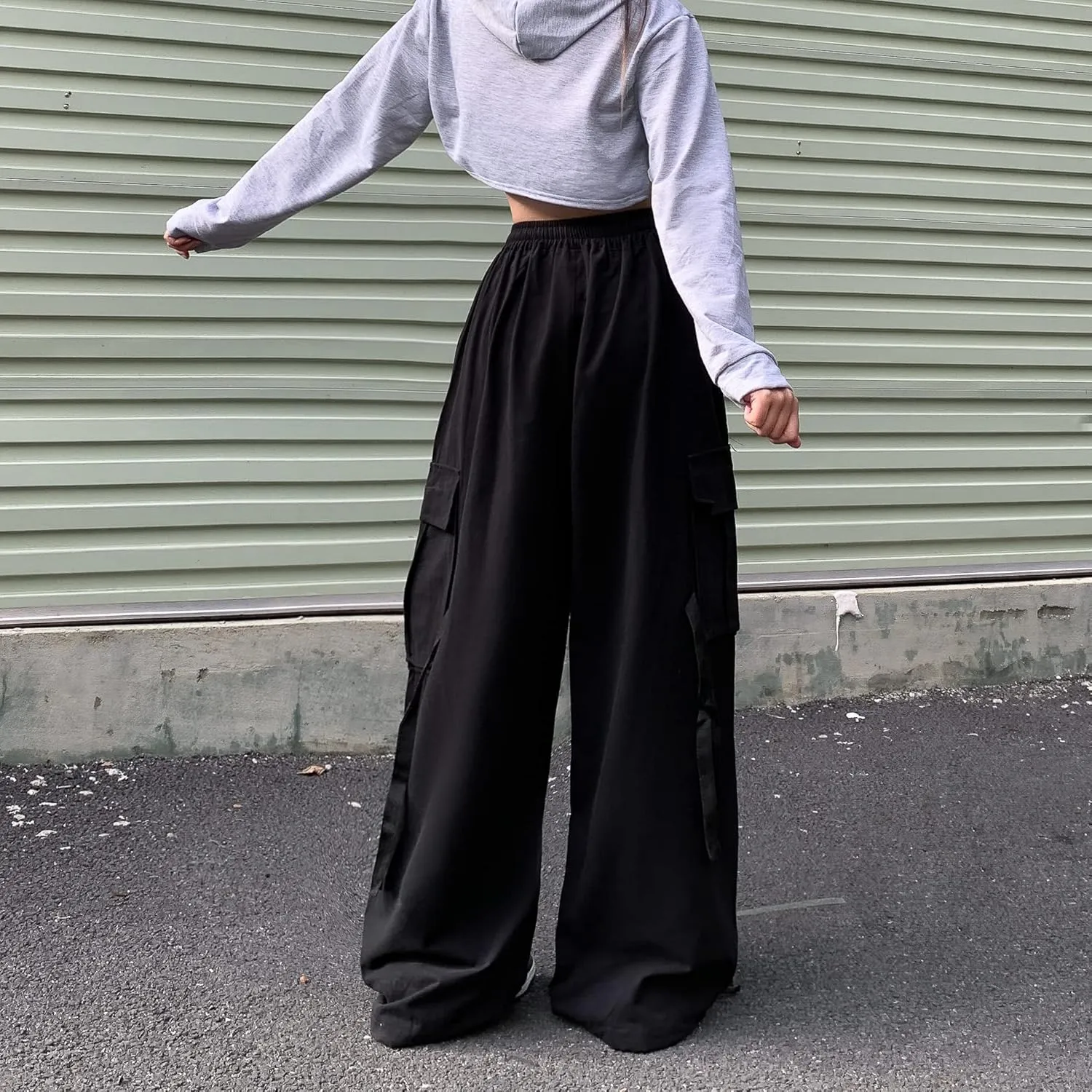 Women's Pants Y2k Cargo Gothic Baggy High Waisted Trousers Harajuku Streetwear Parachute Pants for Men