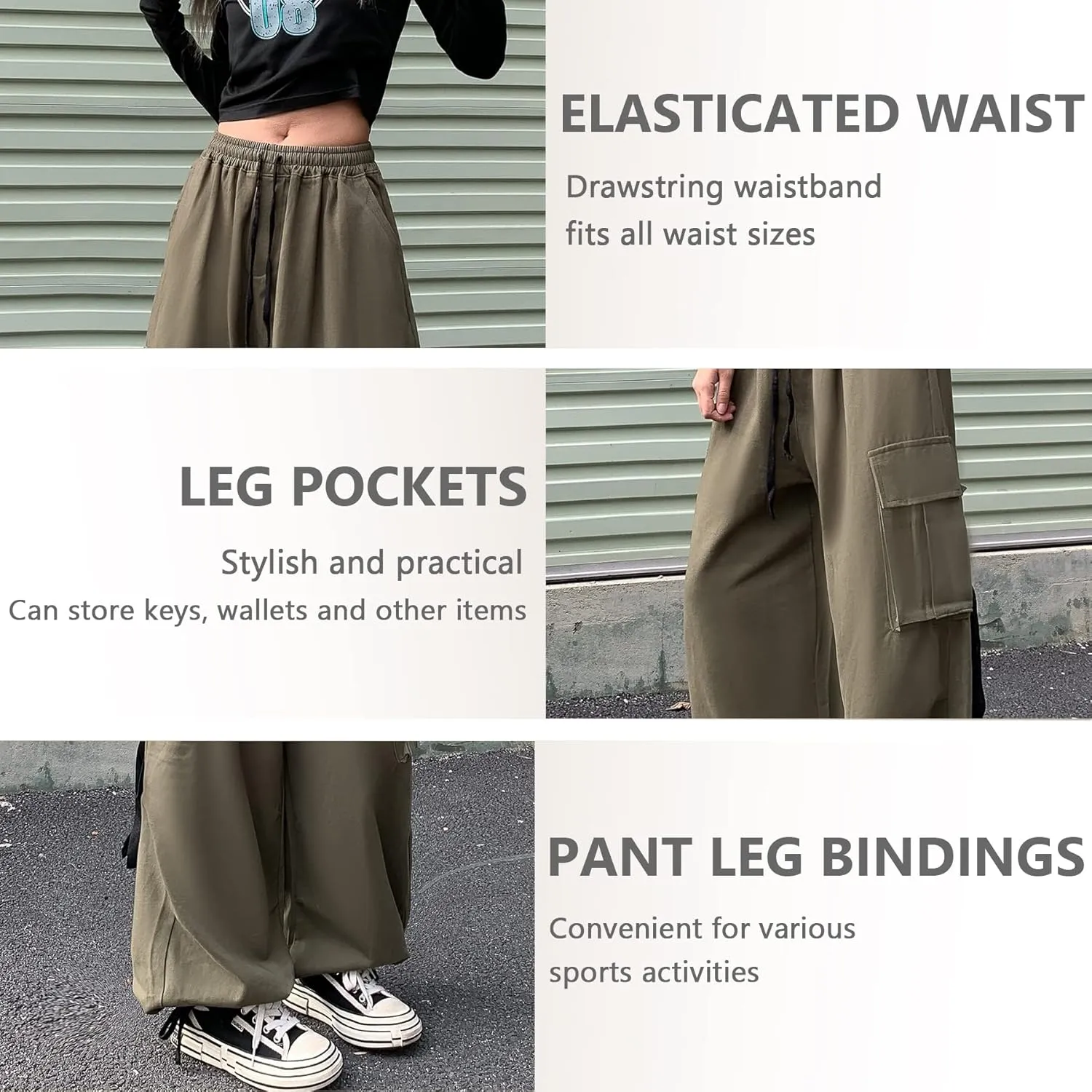 Women's Pants Y2k Cargo Gothic Baggy High Waisted Trousers Harajuku Streetwear Parachute Pants for Men