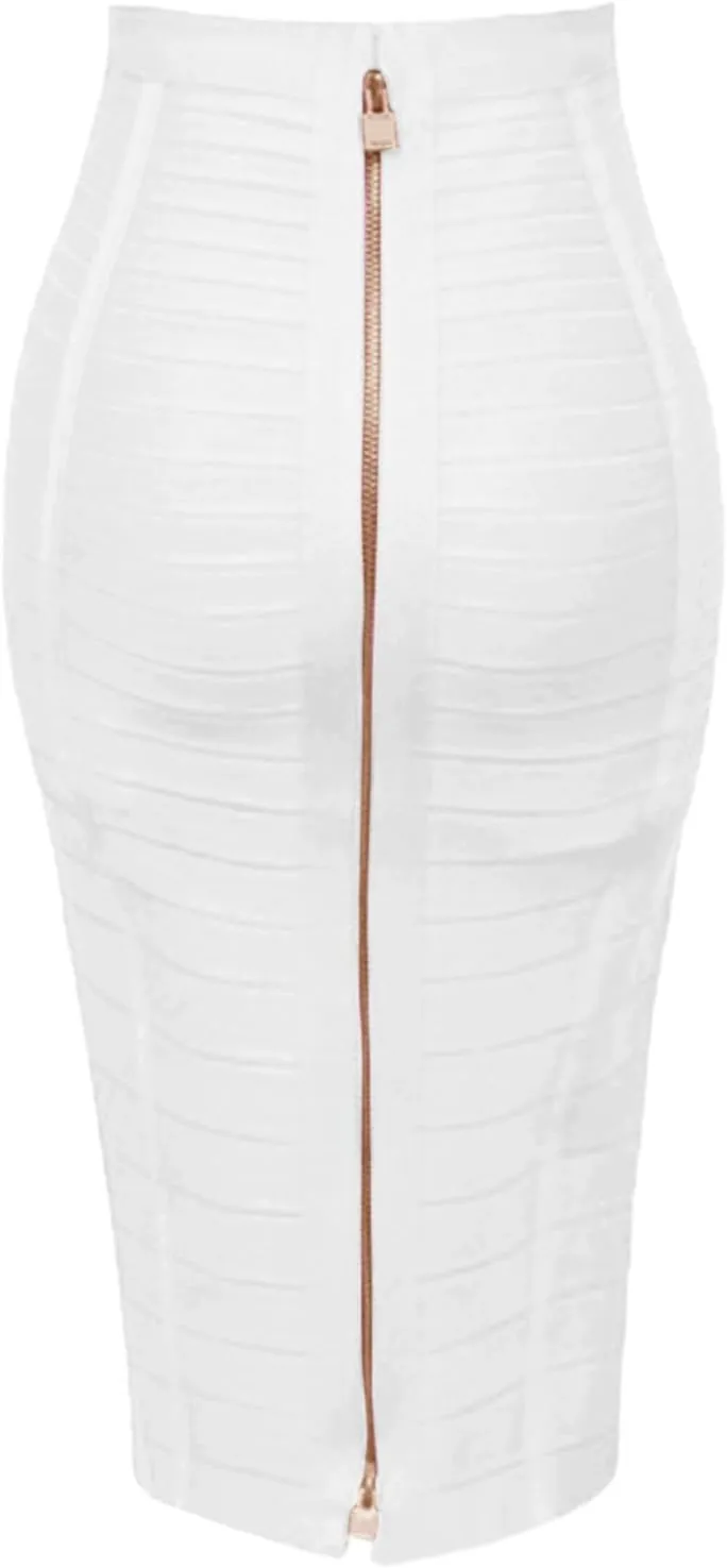 Womens Pencil Skirt, Work Skirts for Women Office Zipper Midi Skirt with Pockets Wedding Guest High Waisted Dressy Skirts