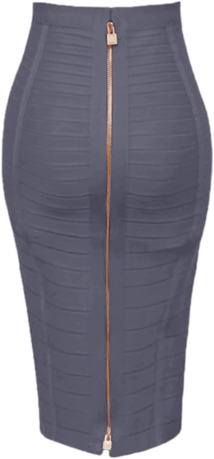 Womens Pencil Skirt, Work Skirts for Women Office Zipper Midi Skirt with Pockets Wedding Guest High Waisted Dressy Skirts