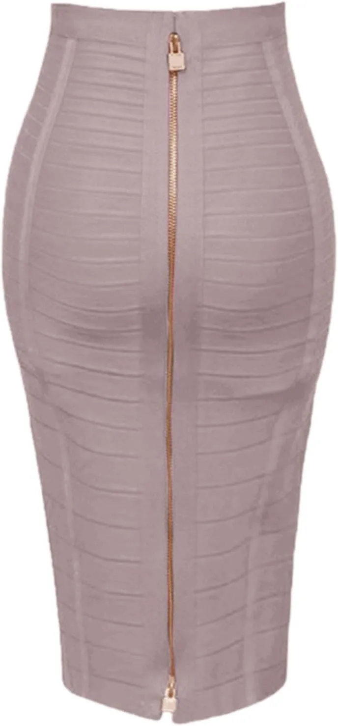 Womens Pencil Skirt, Work Skirts for Women Office Zipper Midi Skirt with Pockets Wedding Guest High Waisted Dressy Skirts