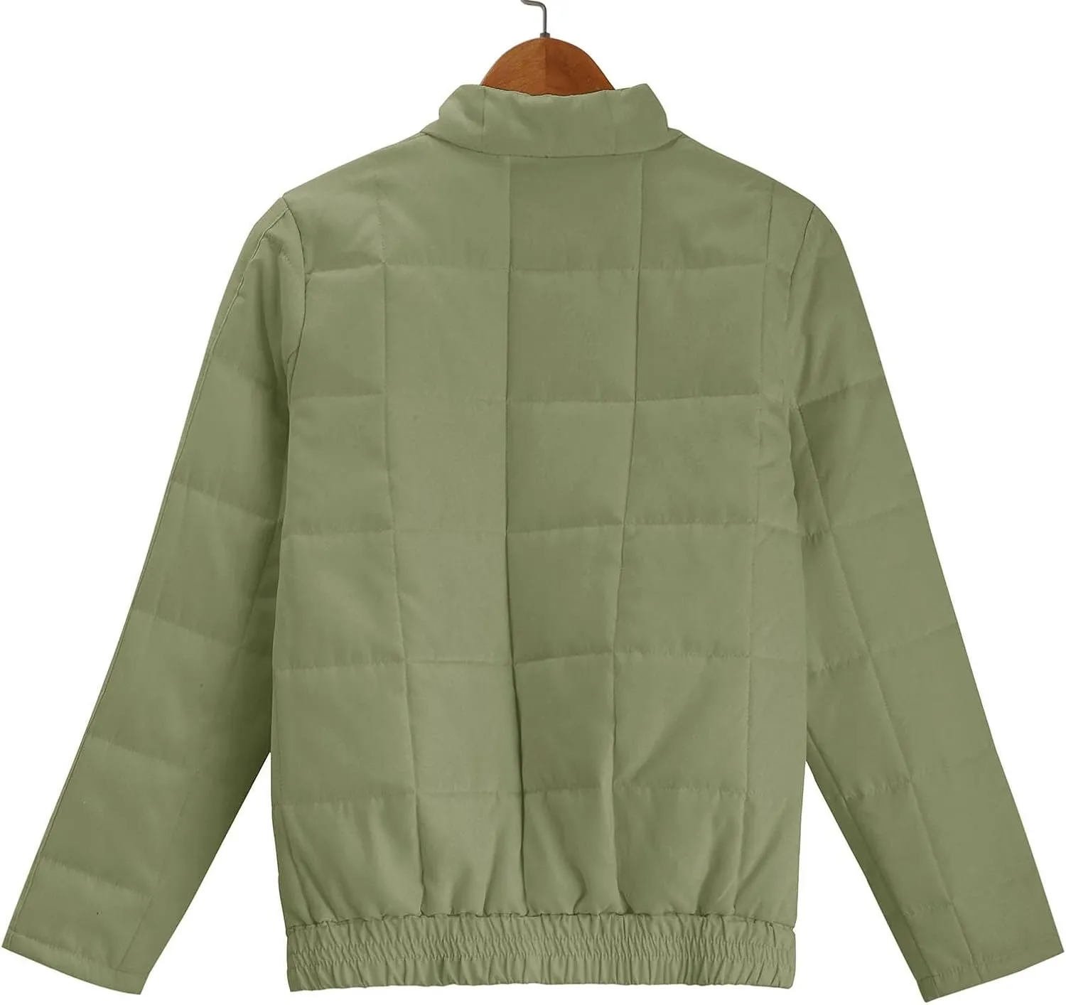 Women's Quilted Puffer Jacket Zip Up Oversized Lightweight Stand Collar Padded Down Coat Winter Loose Warm Outerwear
