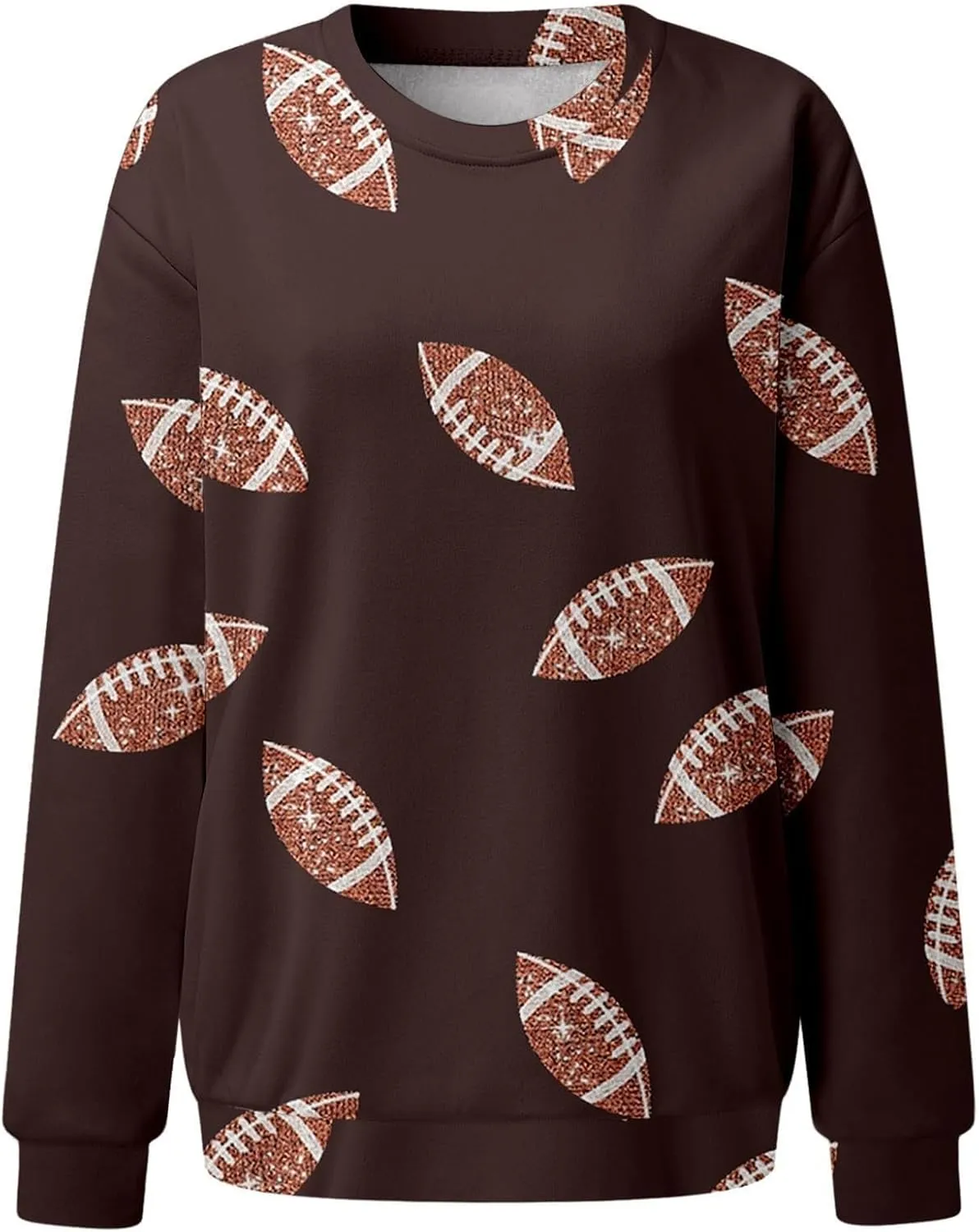 Womens Rugby Print Sweatshirt Casual Loose Crewneck Long Sleeve Drop Shoulder Pullovers Regular Fit Loose Active Tops