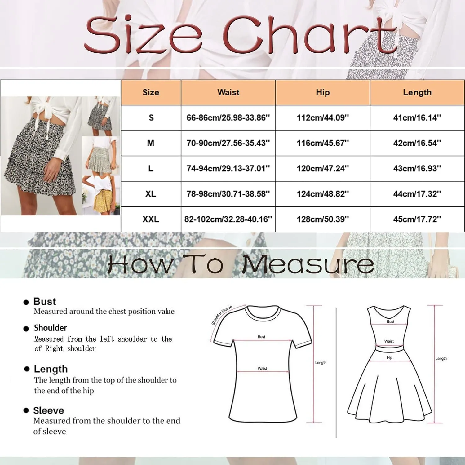 Women's Skirts for Summer 2025 Trendy Ruffle Hem Drawstring High Elastic Waist Boha Floral Print Pleated Beach Skirts
