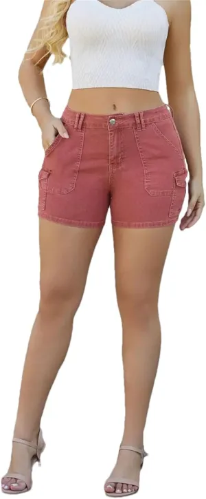 Women's Summer Plus Size Ripped High Waisted Denim Shorts Skinny Stretchy Jean Shorts with Pockets