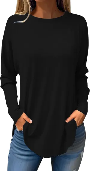 Womens Sweatshirt Crewneck Sweater Fleece Long Sleeve Pullover Tops Casual Tunic Tops for Women Loose Fit Shirts