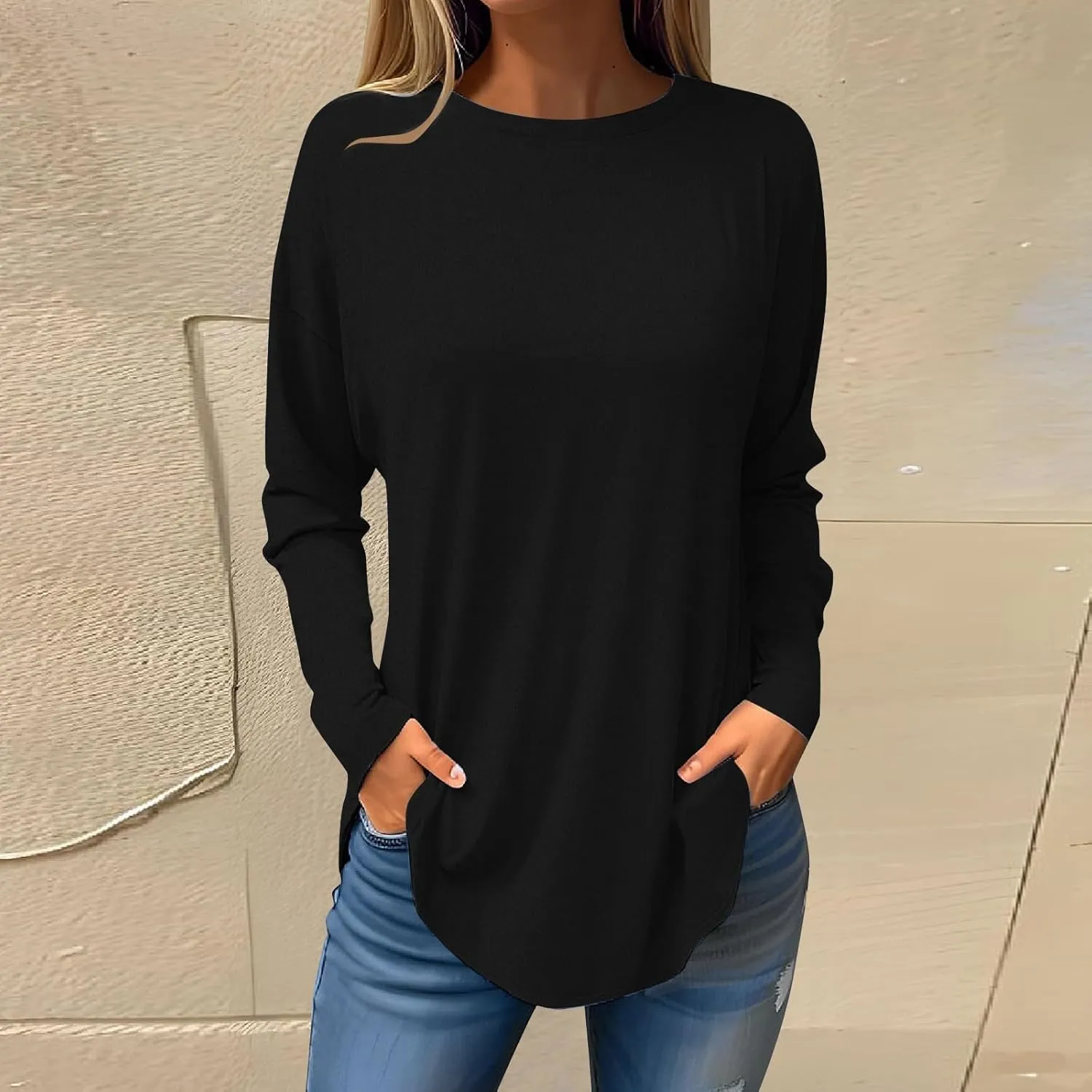 Womens Sweatshirt Crewneck Sweater Fleece Long Sleeve Pullover Tops Casual Tunic Tops for Women Loose Fit Shirts