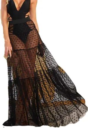 Women's Tiered Sheer Mesh Ballet Trim Skirt Prom Party A Line Midi Skirt Womens Pleated Cheer Ankle Puffy Skirts