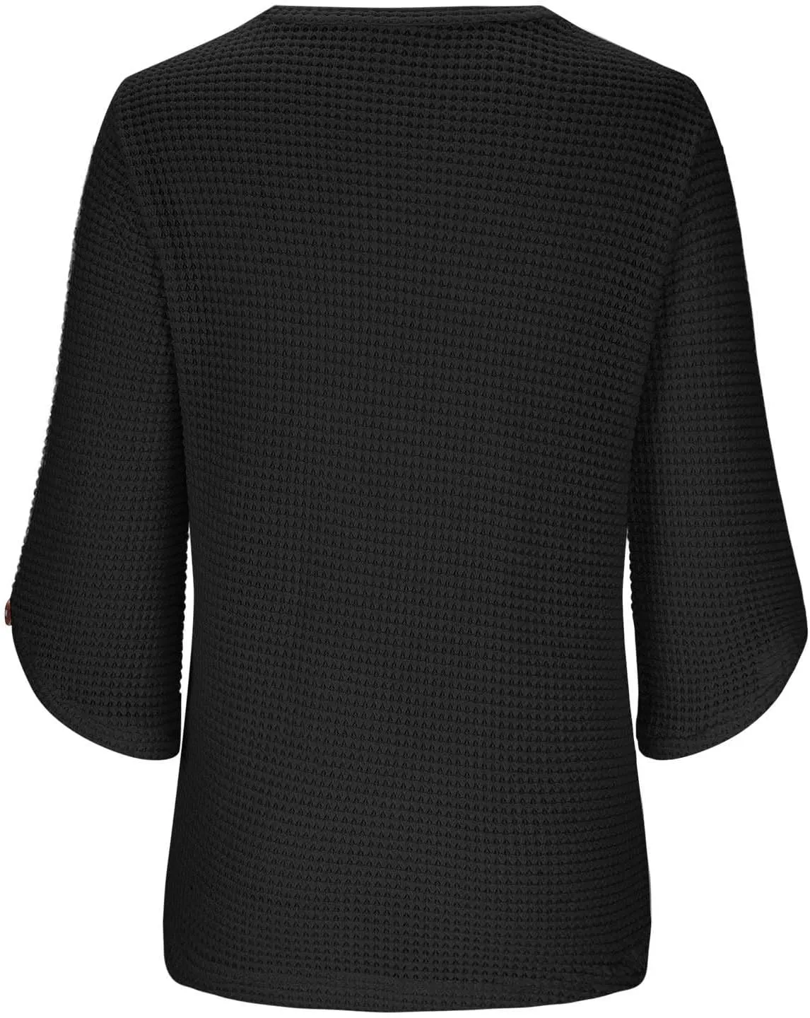 Womens Waffle Knit Shirts Fashion Short Sleeves with Button Crewneck Tunic Tops Casual Solid Loose Blouses Tees