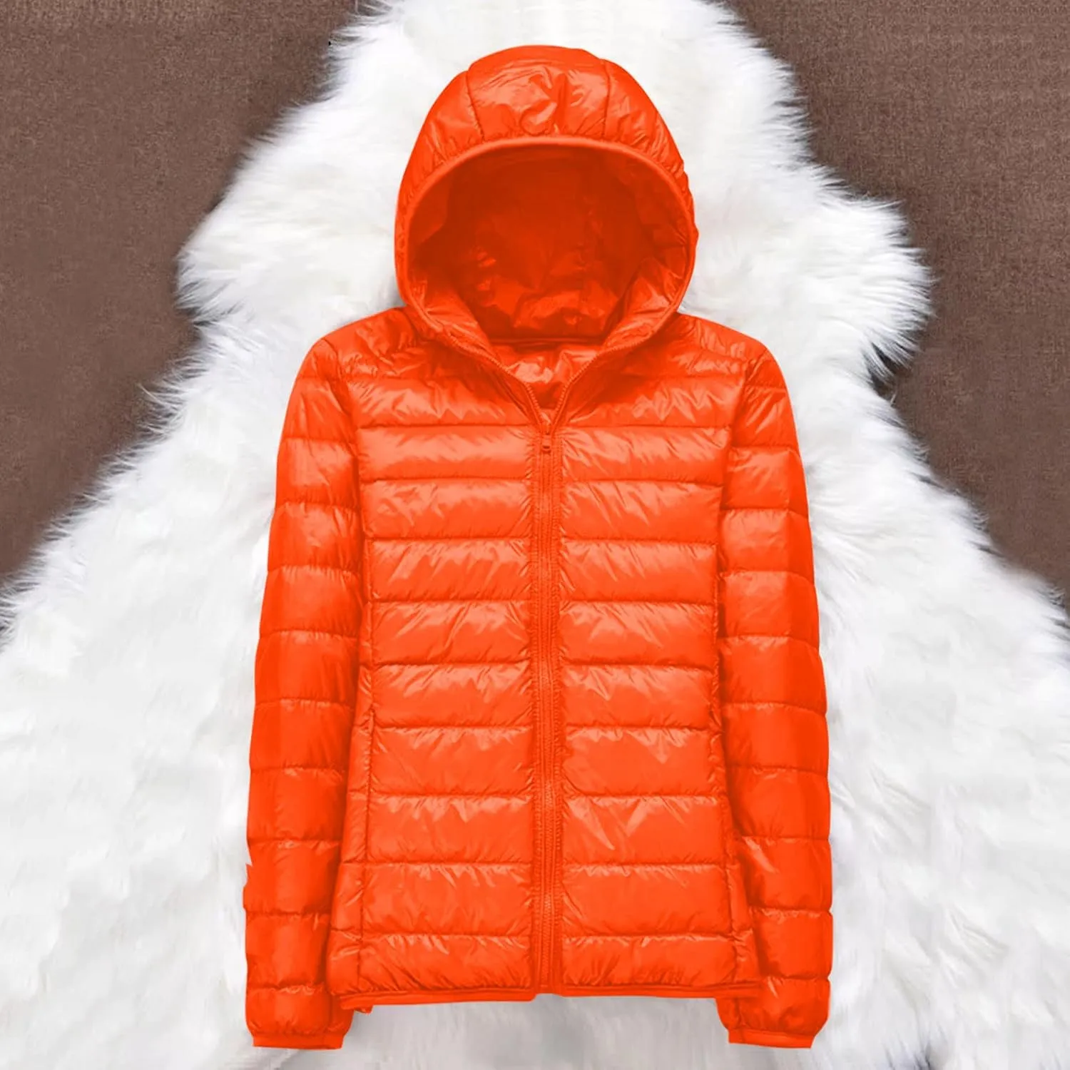 Womens Warm Lightweight Jacket Hooded Windproof Winter Coat With Recycled Insulation Slim Short Down Coat Outerwear