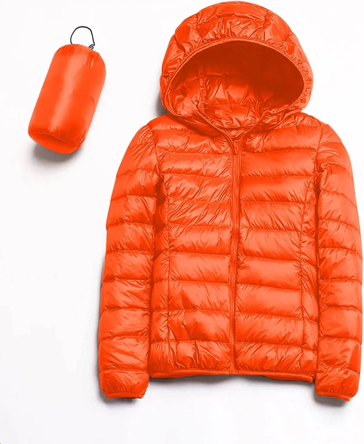 Womens Warm Lightweight Jacket Hooded Windproof Winter Coat With Recycled Insulation Slim Short Down Coat Outerwear